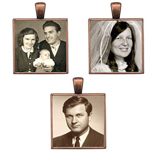 Set of 3 Copper Simple Square Photo Wedding Bouquet Charms