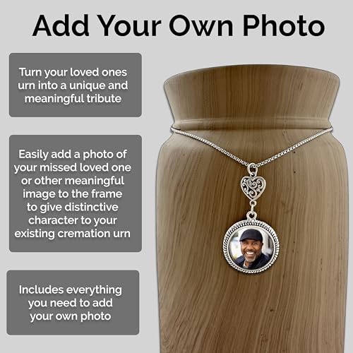 Urn Photo Charm Hanger for Cremation Ashes Urns Add Your Own Photo to Decorate or Personalize Urn (Full Size Urns)