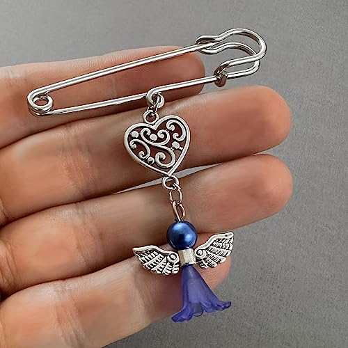 Something Blue Angel Charm for Bride on Wedding Day Blue Guardian Angel Pin