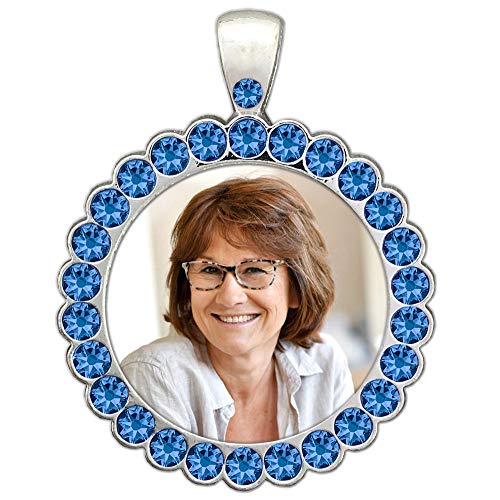 Something Blue Bridal Wedding Bouquet Photo Charm Silver Circle 25mm