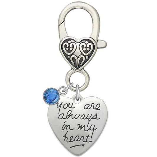 Something Blue Memorial Charm For Bride Wedding Bouquet Clip Charm Always in My Heart