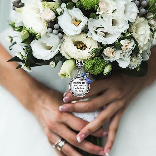 Something Blue Angel Charm for Bride on Wedding Day in my Heart as I Walk Down the Aisle Clip Charm with Blue Angel and Memorial Phrase Charm