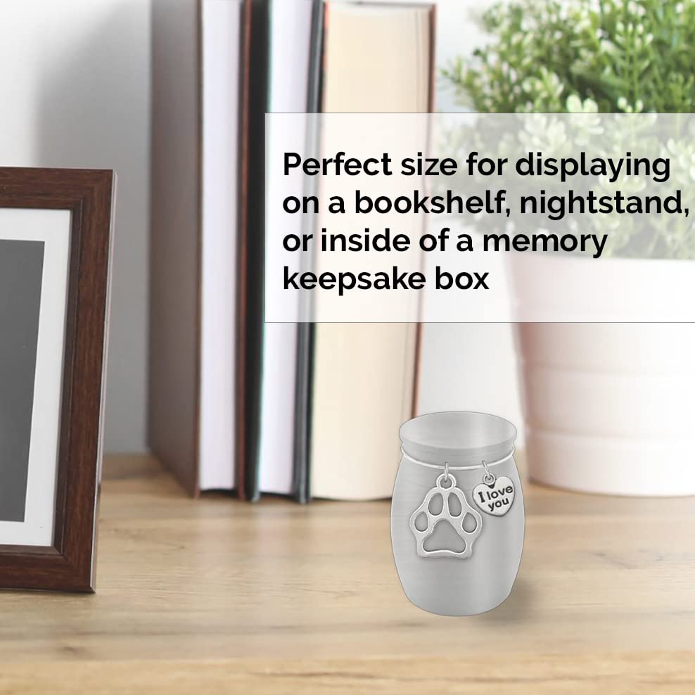 Mini Pet Memorial Keepsake Urn Jar for Ashes or Lock of Pet Hair Container Holder for Dog or Cat Memory