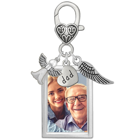 Dad Bridal Bouquet Slide-in Photo Charm for Wedding Memory Angel Remembrance Charm for Walking Down the Aisle